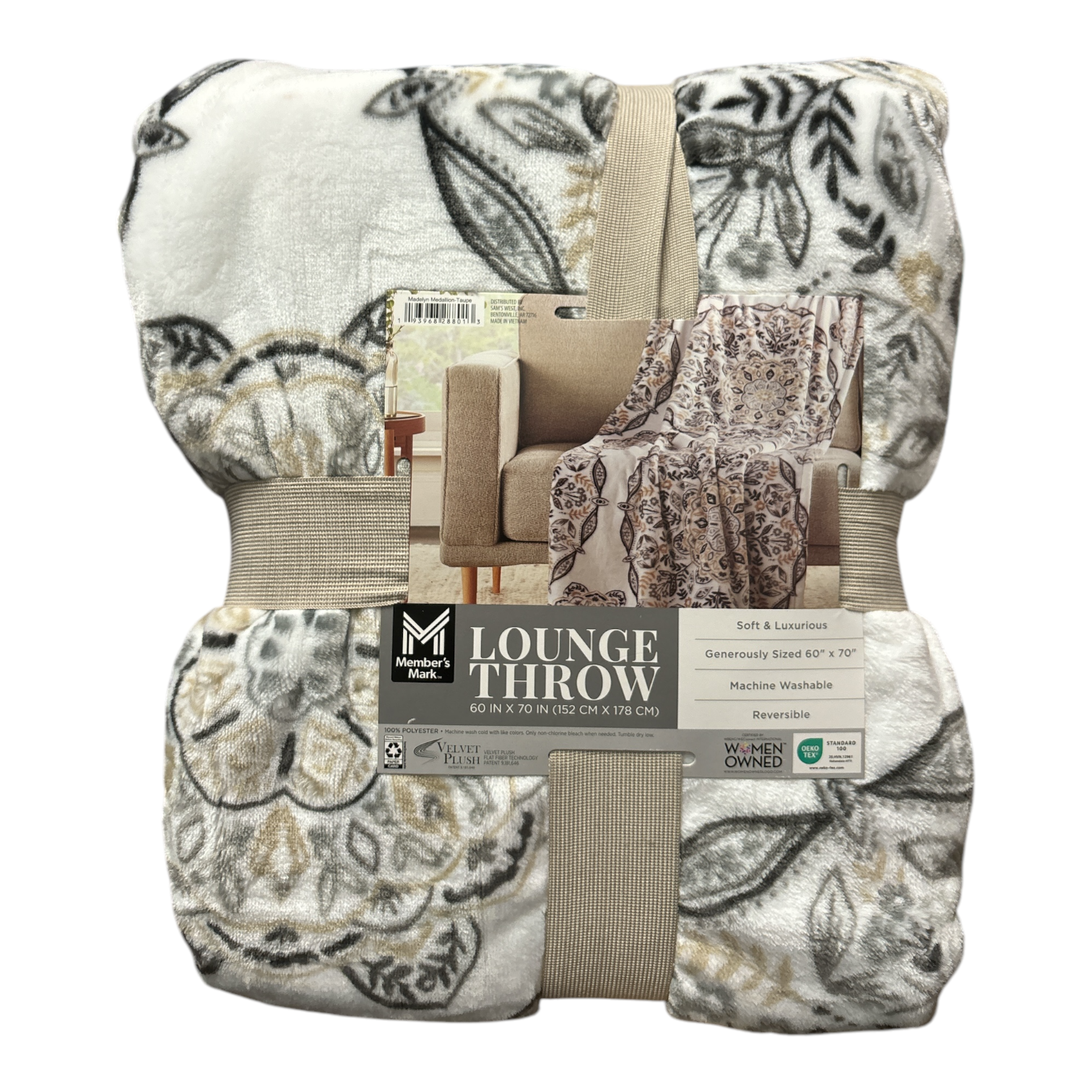 Member's Mark Reversible Oversized Velvety Soft Lounge Throw Blanket, 60" x 70" - Picture 8 of 17