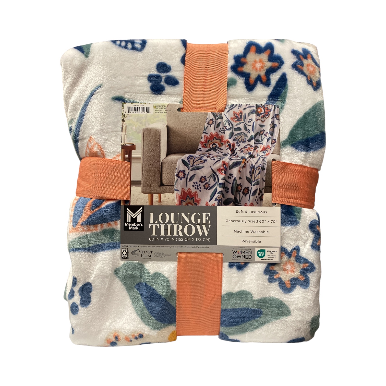 Member's Mark Reversible Oversized Velvety Soft Lounge Throw Blanket, 60" x 70" - Picture 10 of 17