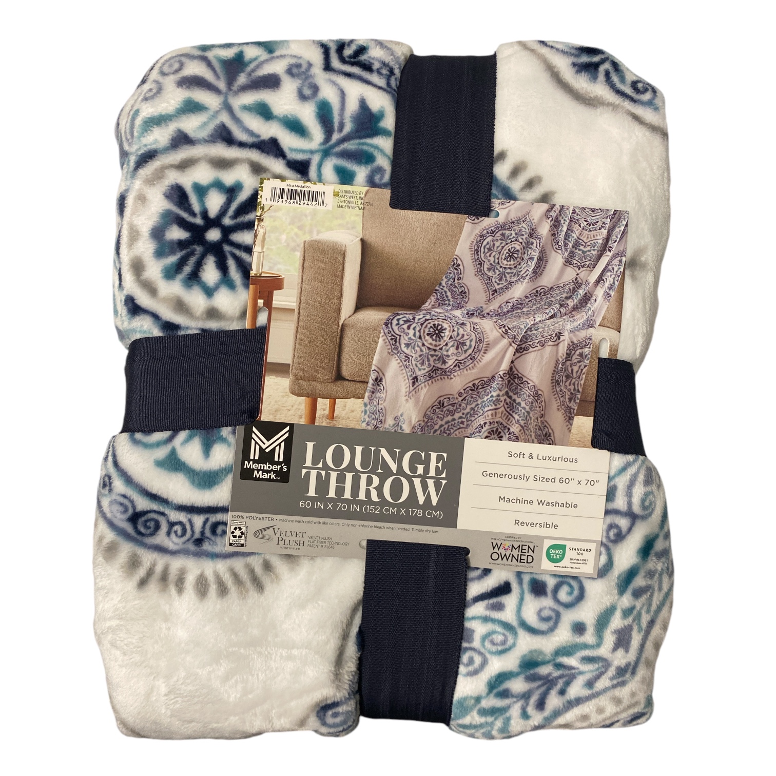 Member's Mark Reversible Oversized Velvety Soft Lounge Throw Blanket, 60" x 70" - Picture 12 of 17