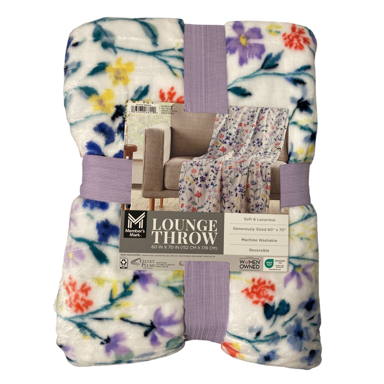 Member's Mark Reversible Oversized Velvety Soft Lounge Throw Blanket, 60" x 70" - Picture 14 of 17
