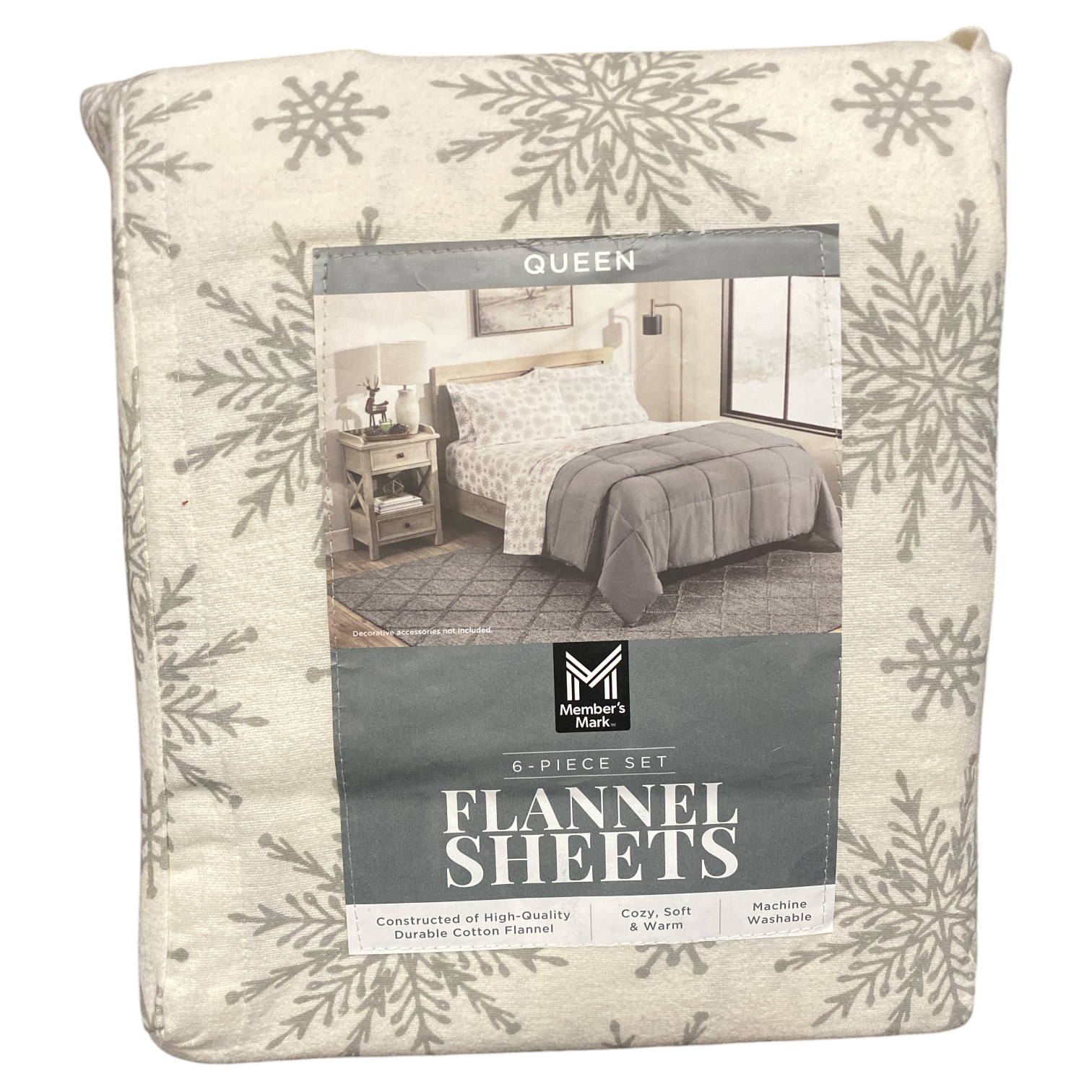 Member's Mark Cotton 6 Piece Flannel Sheet Set with Pillowcases, Queen - Picture 3 of 7