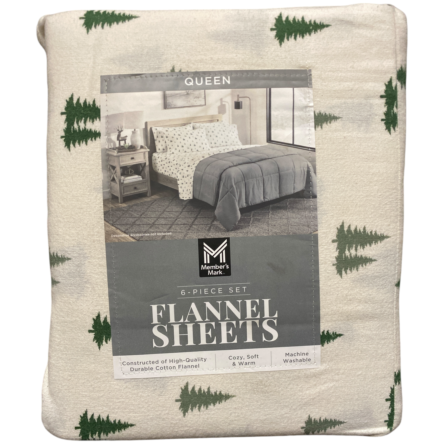 Member's Mark Cotton 6 Piece Flannel Sheet Set with Pillowcases, Queen - Picture 6 of 7