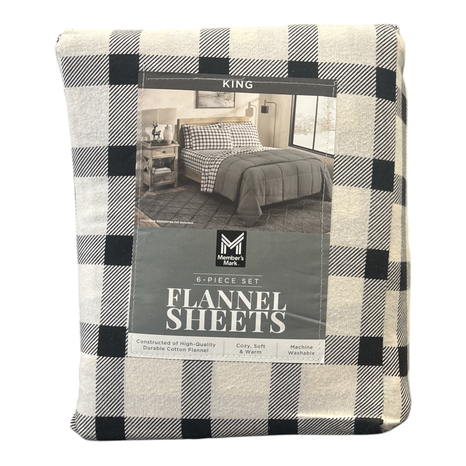 Juego de sábanas de franela de algodón Member's Mark de 6 piezas con fundas de almohada, king - Imagen 8 de 9