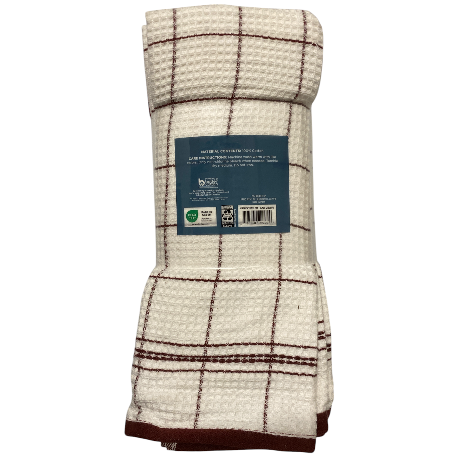 Member's Mark Soft & Absorbent Leno Waffle Kitchen Towel Set, 100% Cotton, 8pc