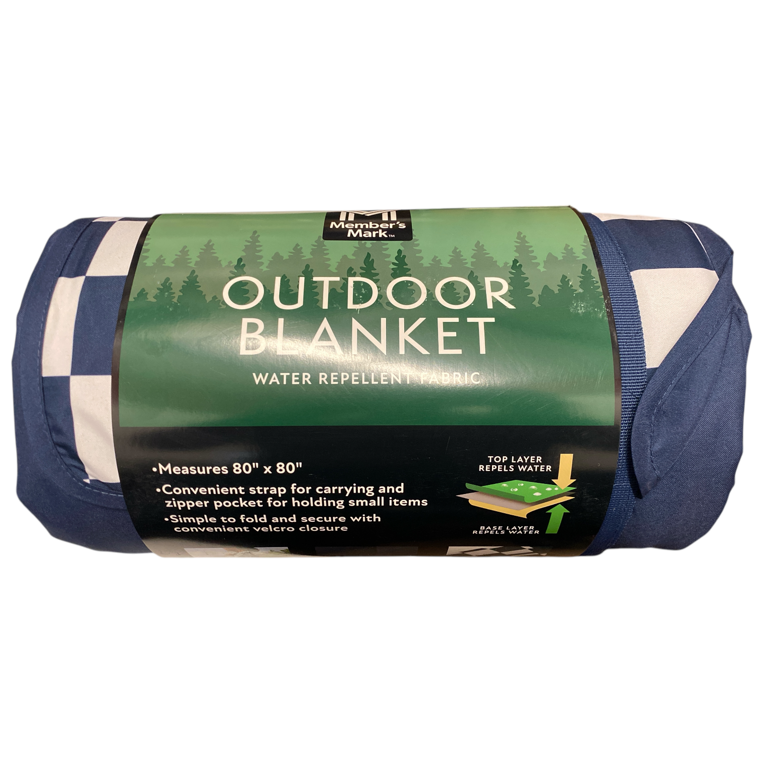 Member’s Mark Water Resistant Outdoor Blanket with Zipper Pocket, 80″x80″