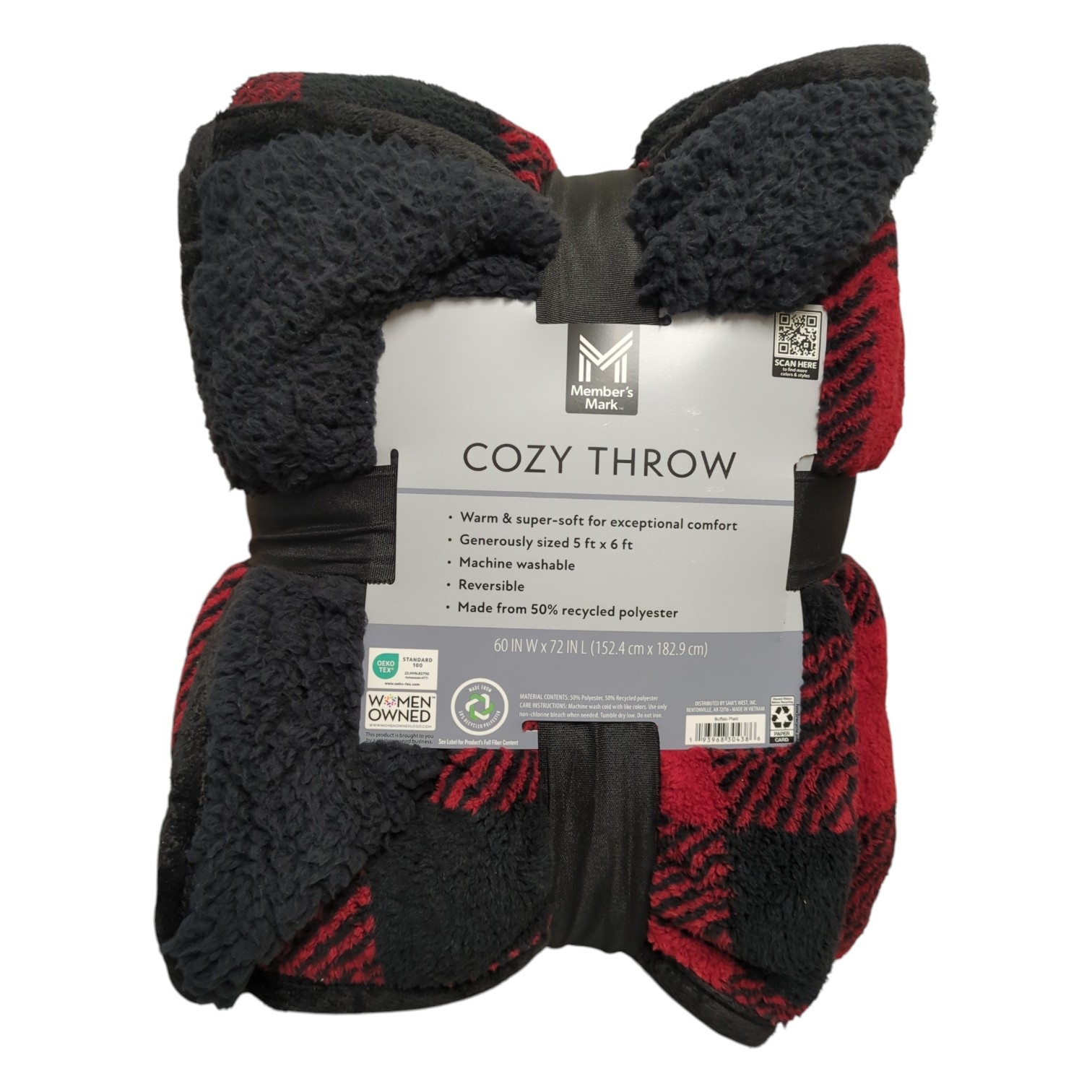 Member's Mark Warm & Soft Reversible Cozy Polyester Throw, 60"x72"