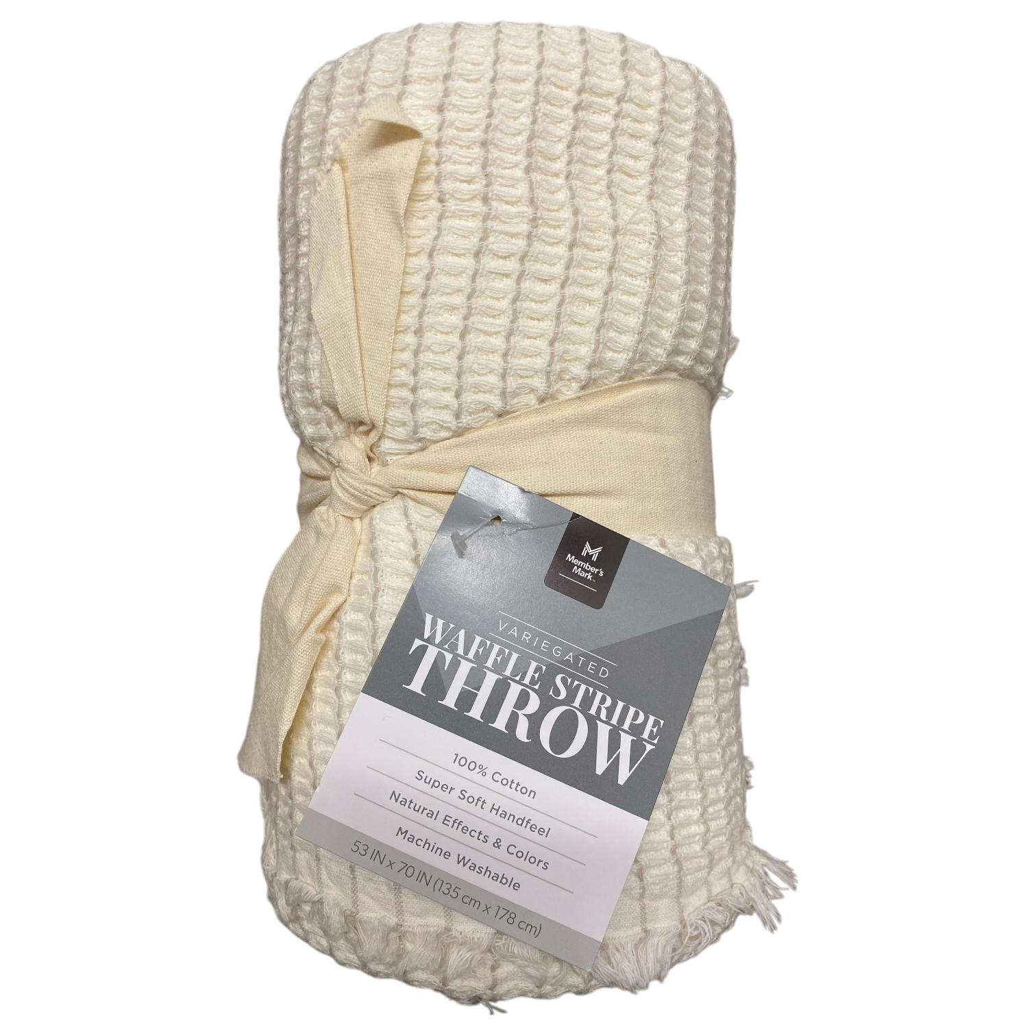 Плед Members Mark Super Soft из 100 хлопка в пеструю вафельную полоску 53x70 6690₽