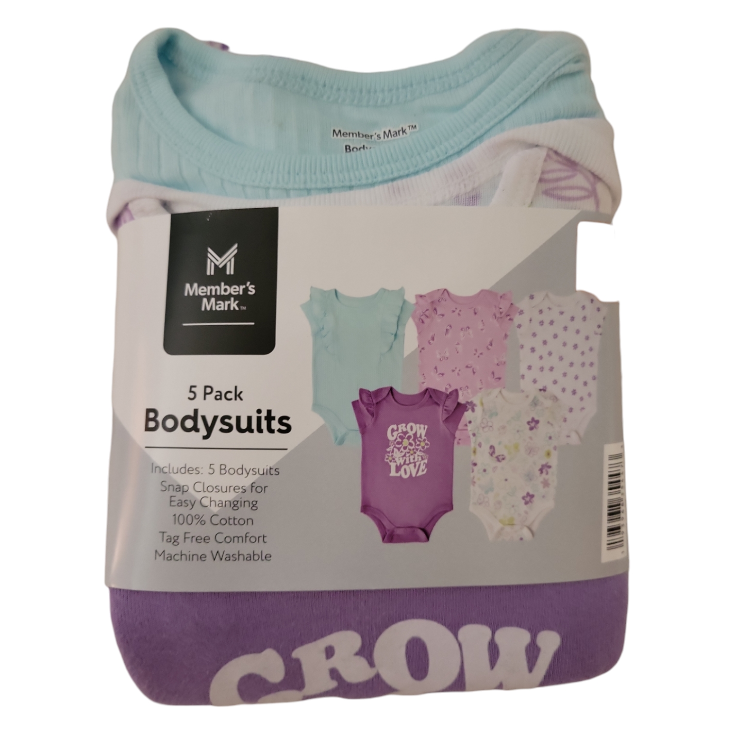 Member's Mark Snap Closure Tag-less Short Sleeve Baby 5 Pack Bodysuits - Picture 12 of 17