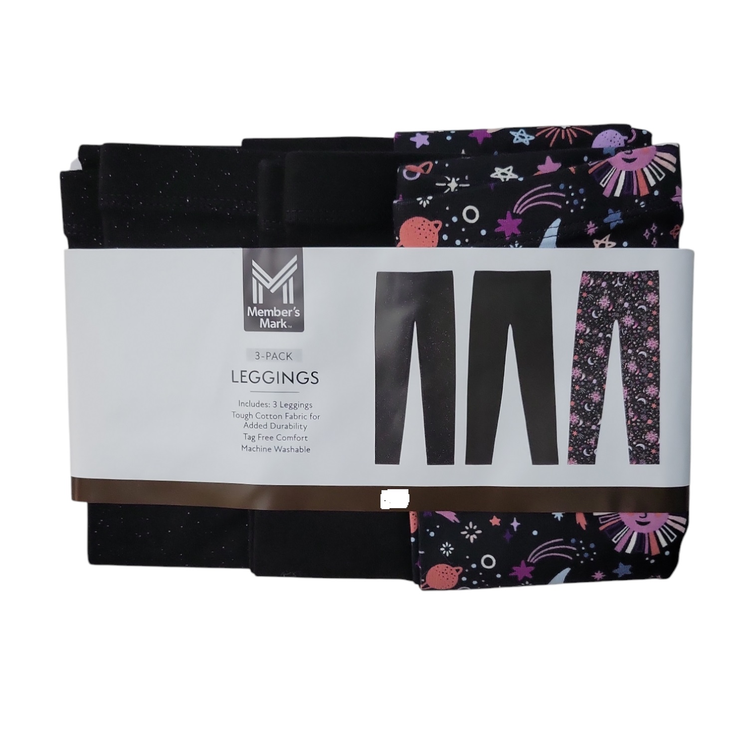 Member's Mark Girls 3-Pack Elastic Waistband Soft Cotton Leggings - Picture 5 of 10
