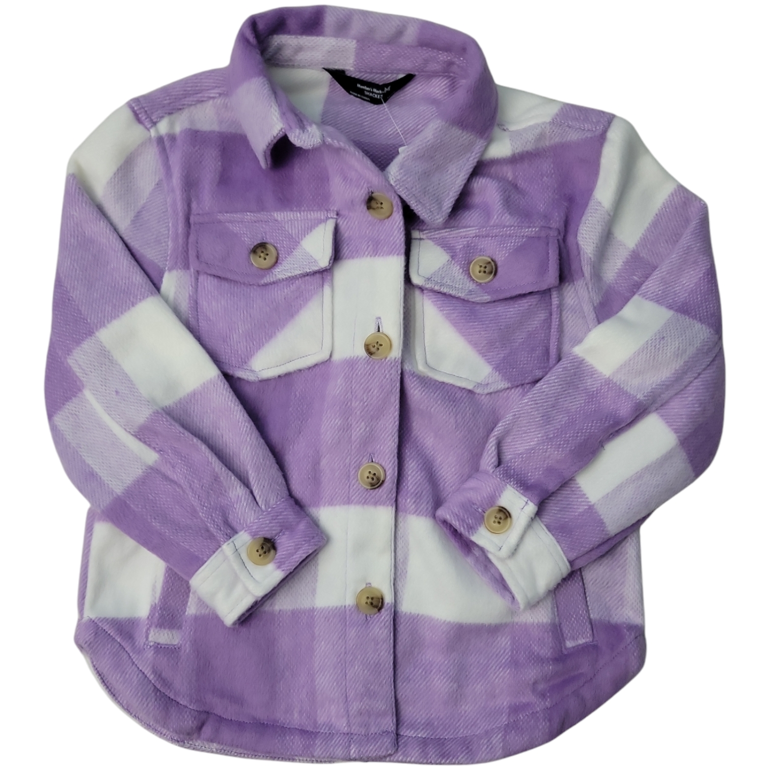 Member's Mark Girl's Button Closure Fleece Sherpa Lined Shacket - Picture 8 of 9