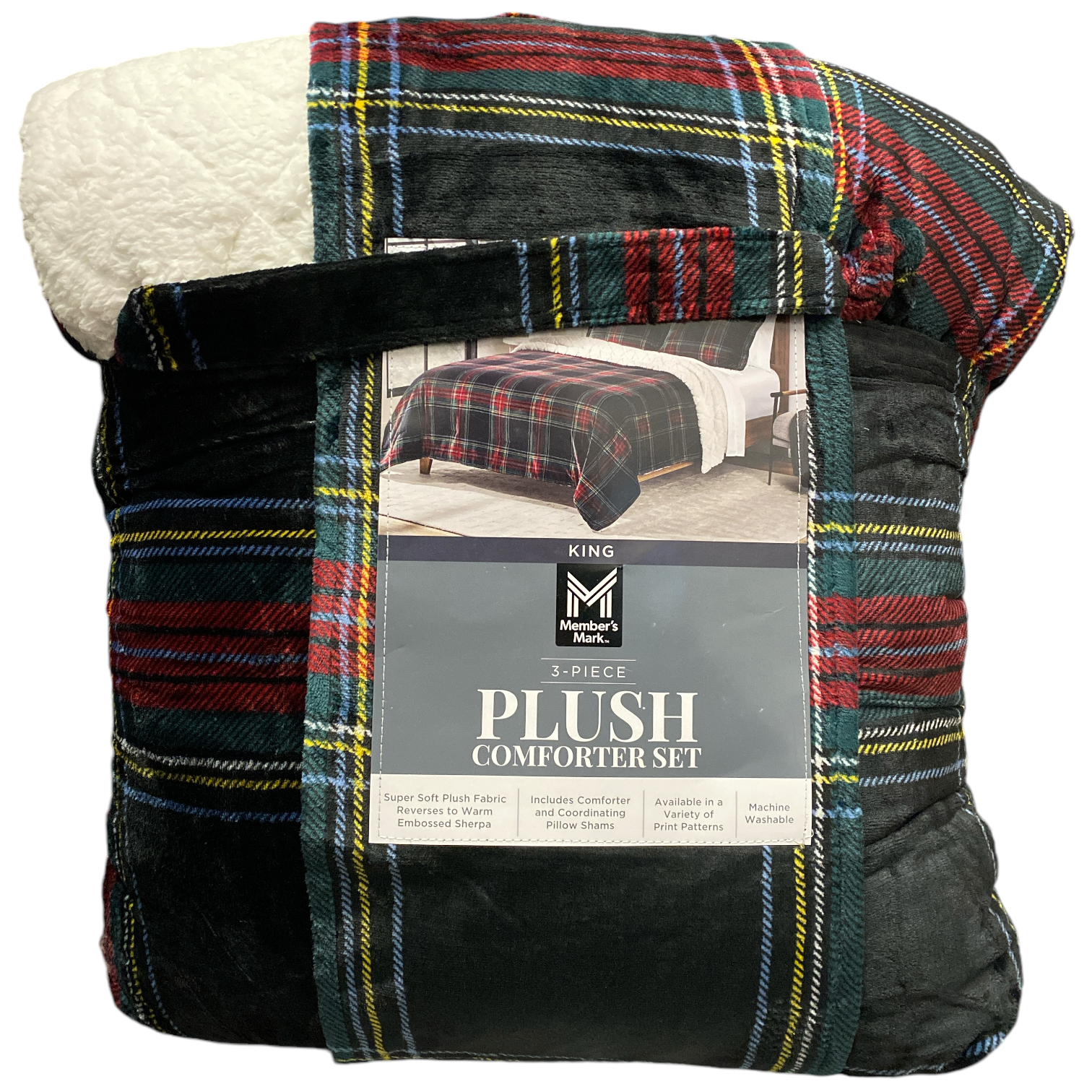 Members Mark- Плюшевое шерстяное одеяло из 3 предметов и набор для шитья King 15390₽