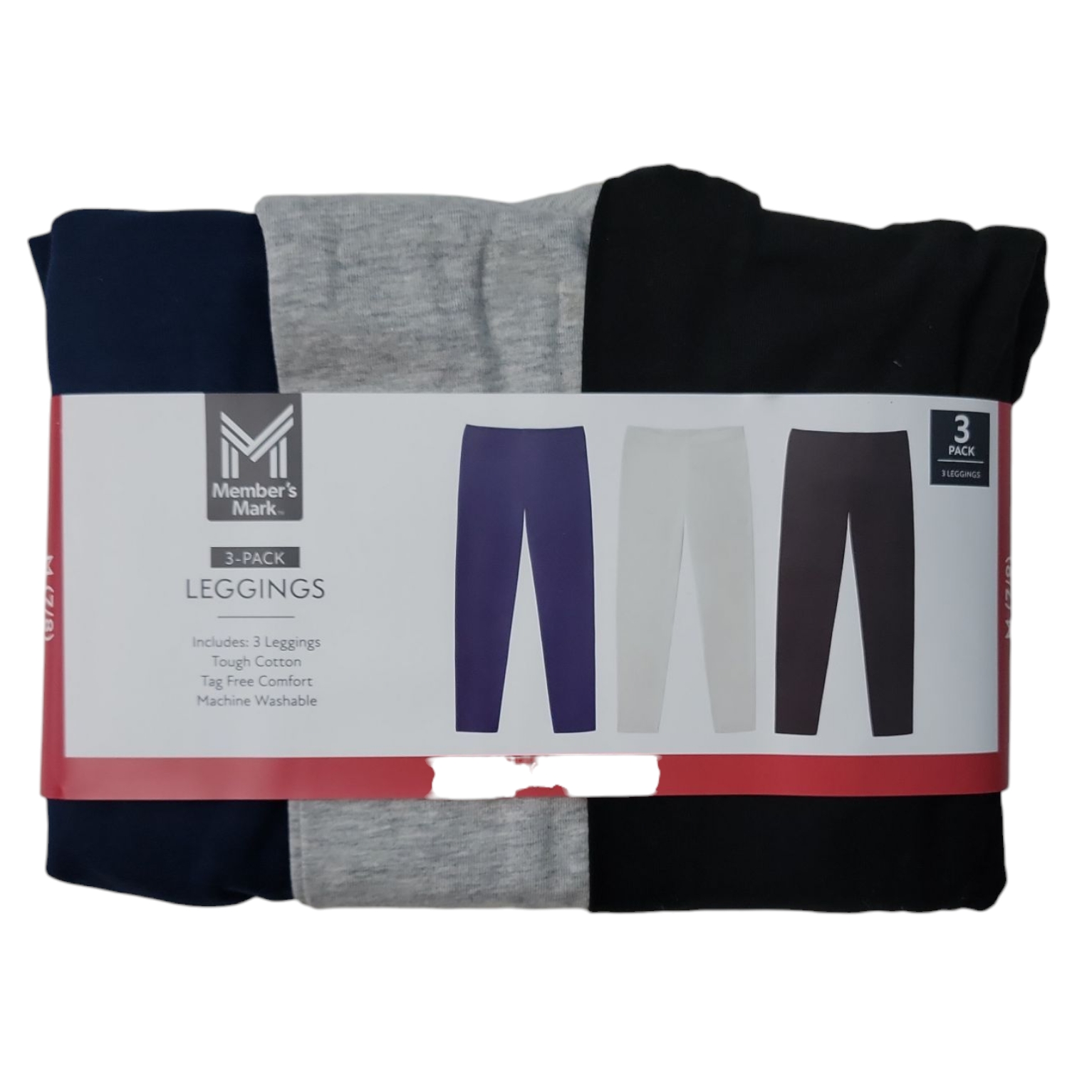 Member's Mark Girls 3-Pack Elastic Waistband Cotton Leggings - Picture 4 of 10