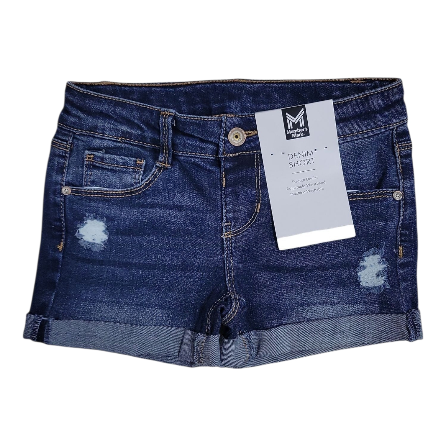 Member's Mark Girls Stretch Adjustable Waistband Denim Short - Picture 4 of 7