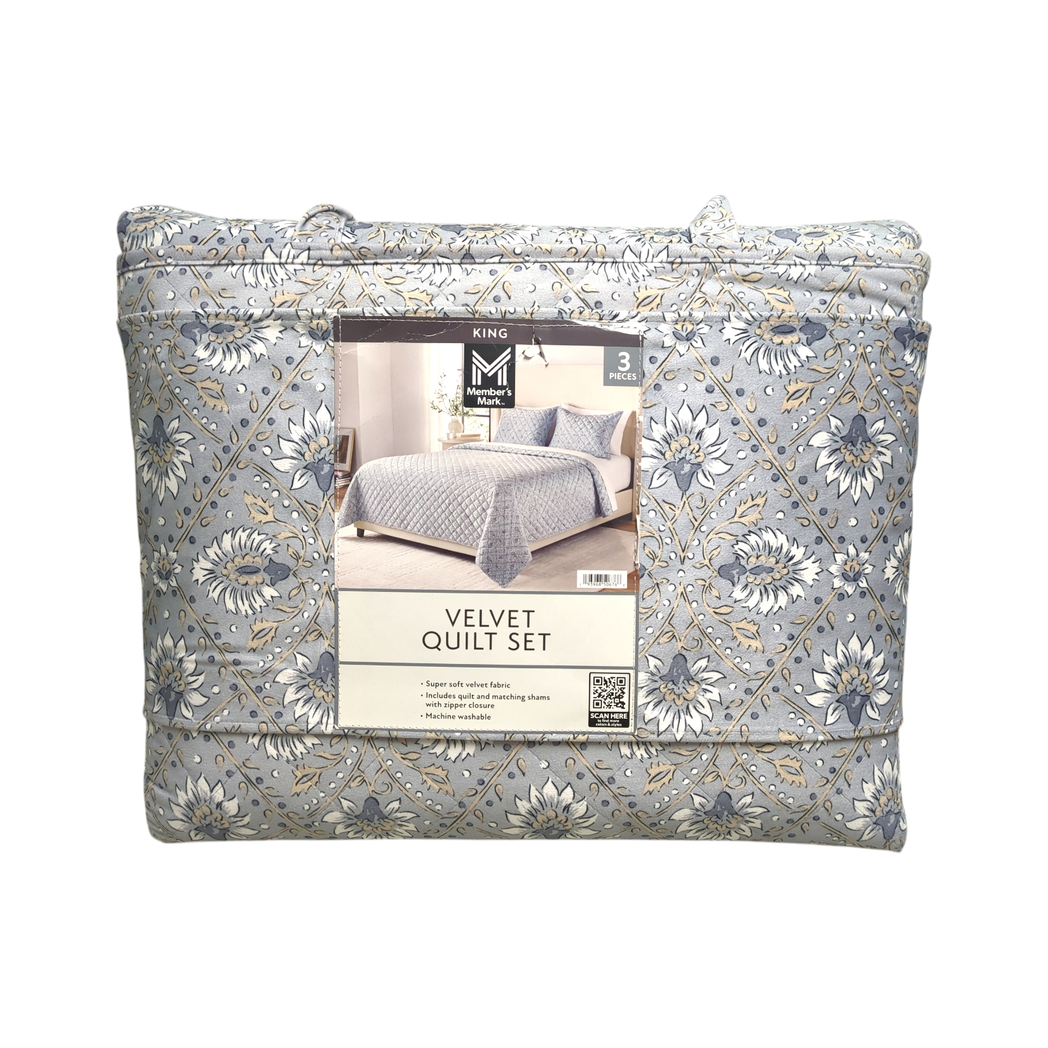 Member’s Mark 3-Piece Printed Velvet Quilt & Matching Sham Sets, King