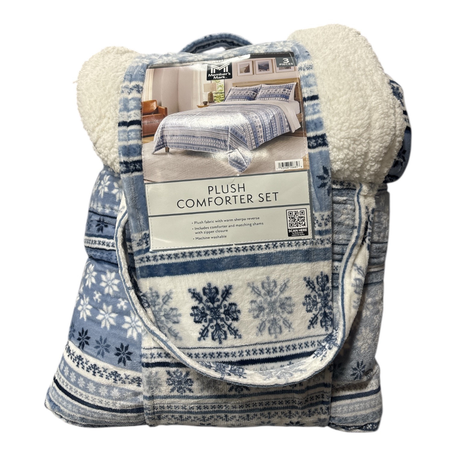 Member's Mark Plush Reversible Sherpa Comforter Set, King Size