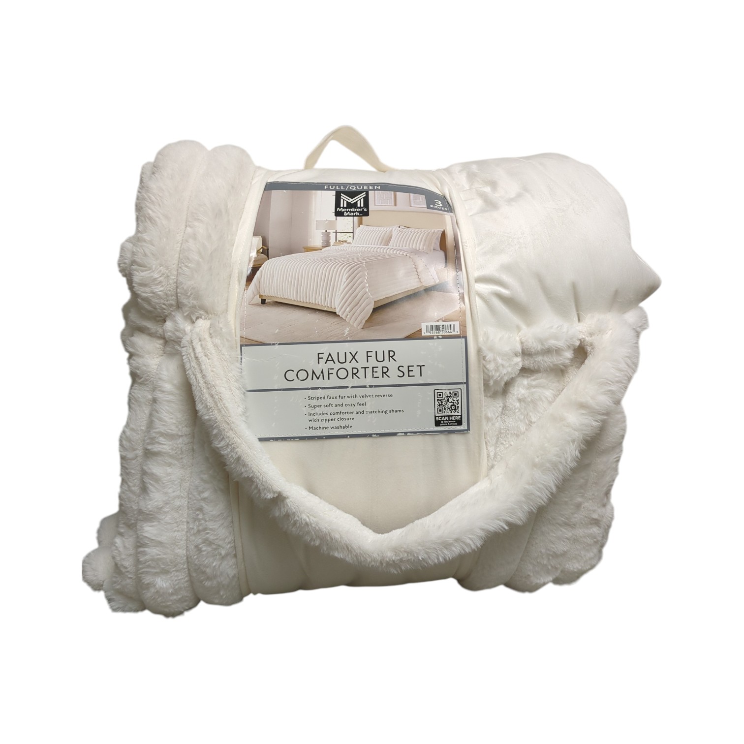 Member’s Mark 3-Piece Channel Super Soft Faux Fur Comforter Set, Full/Queen