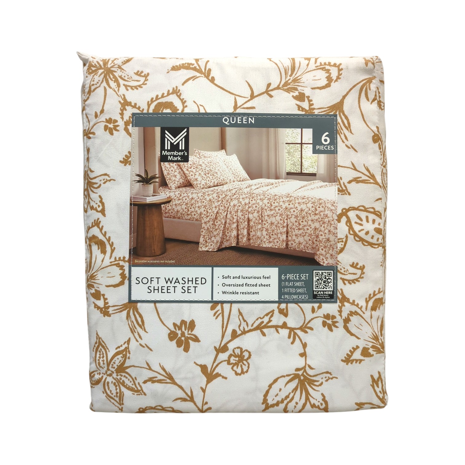 Member's Mark Luxuriously Soft Washed Microfiber Sheet Set, 6pc, Queen