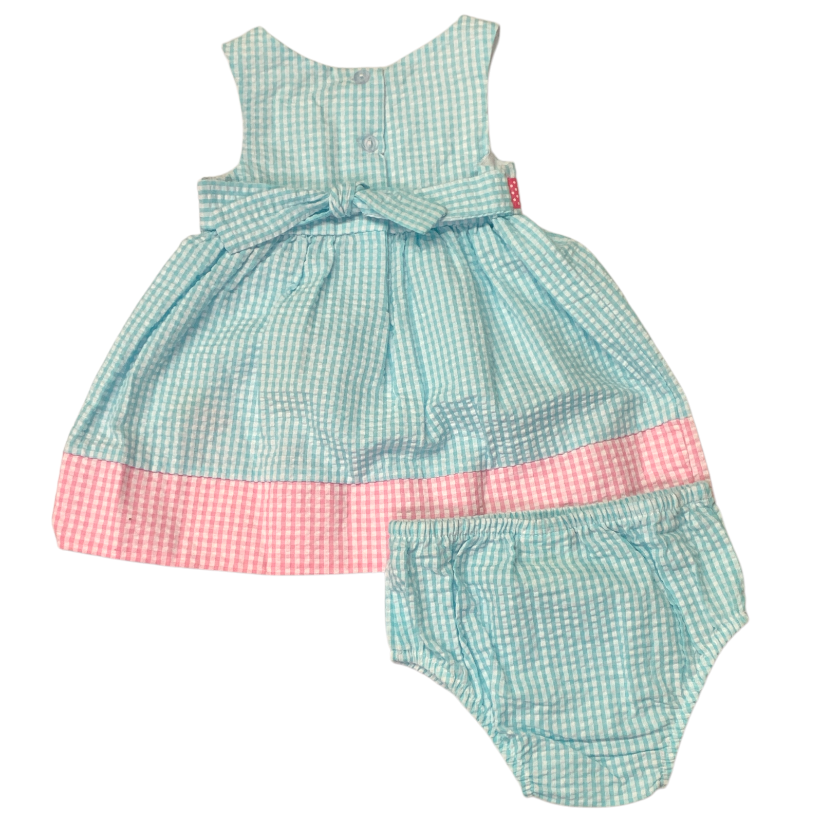 Counting Daisies Girl's All Occasion Seersucker Knee-Length Dress with Bloomer - Picture 3 of 4