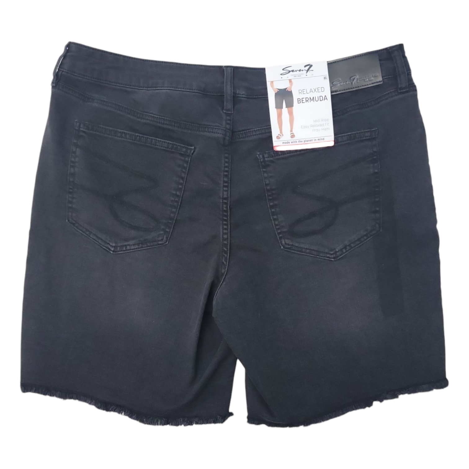 Seven7 Women's Bermuda Mid Rise Stretch Denim Short - Picture 8 of 8