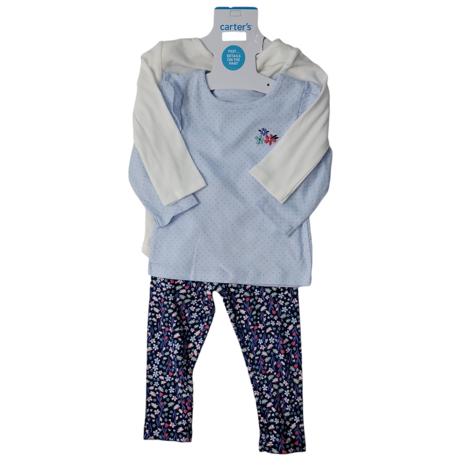 Carter's Girls 3-Piece Long Sleeve Bodysuit Pant Set - Picture 8 of 12