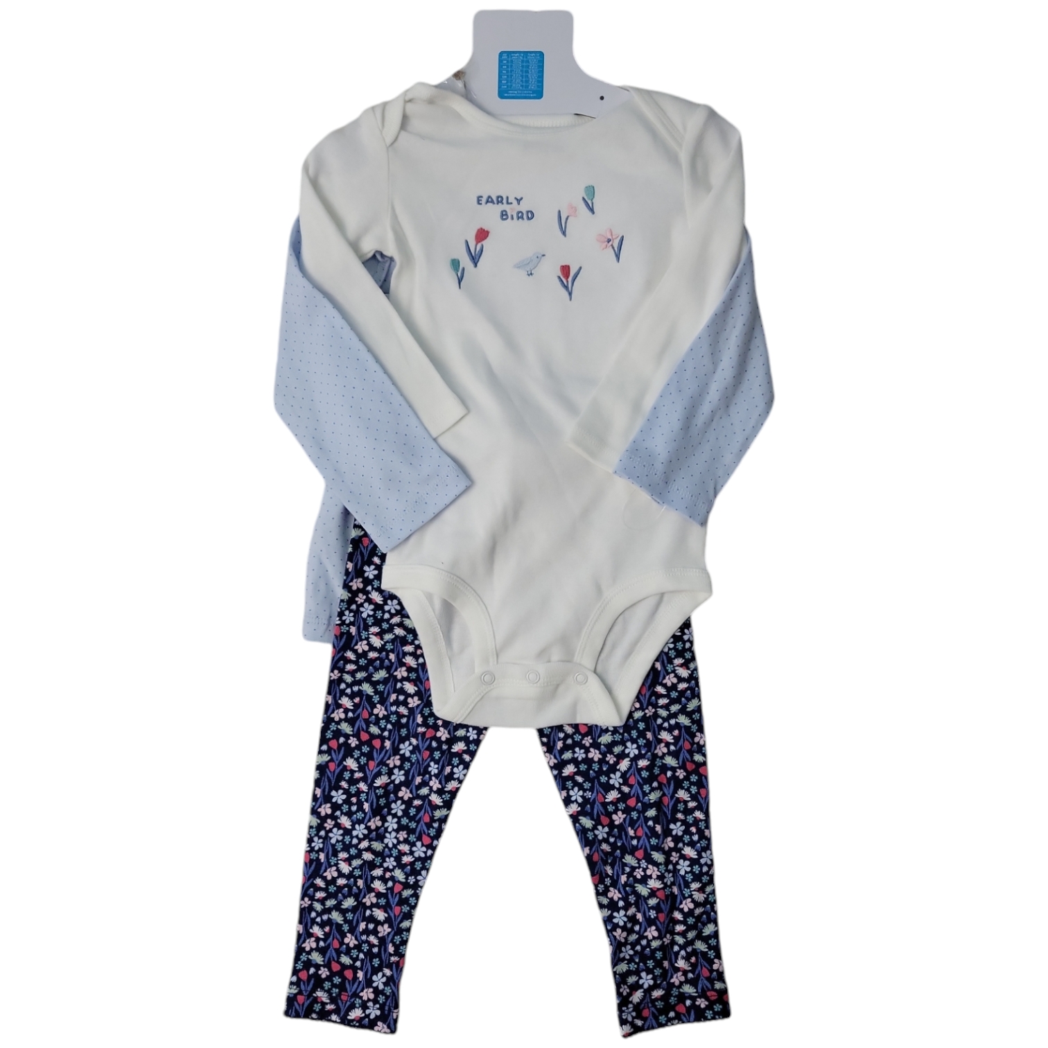 Carter's Girls 3-Piece Long Sleeve Bodysuit Pant Set - Picture 9 of 12