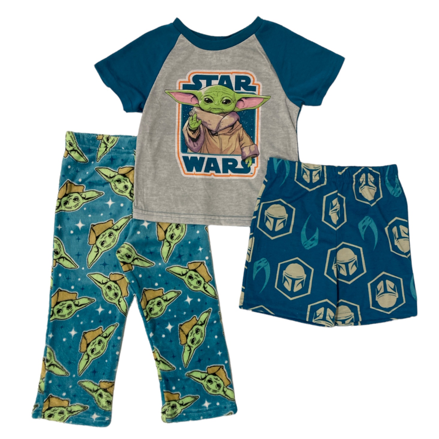 Пижамный комплект Disneys Star Wars Mandalorian с коротким рукавом из 3 частей