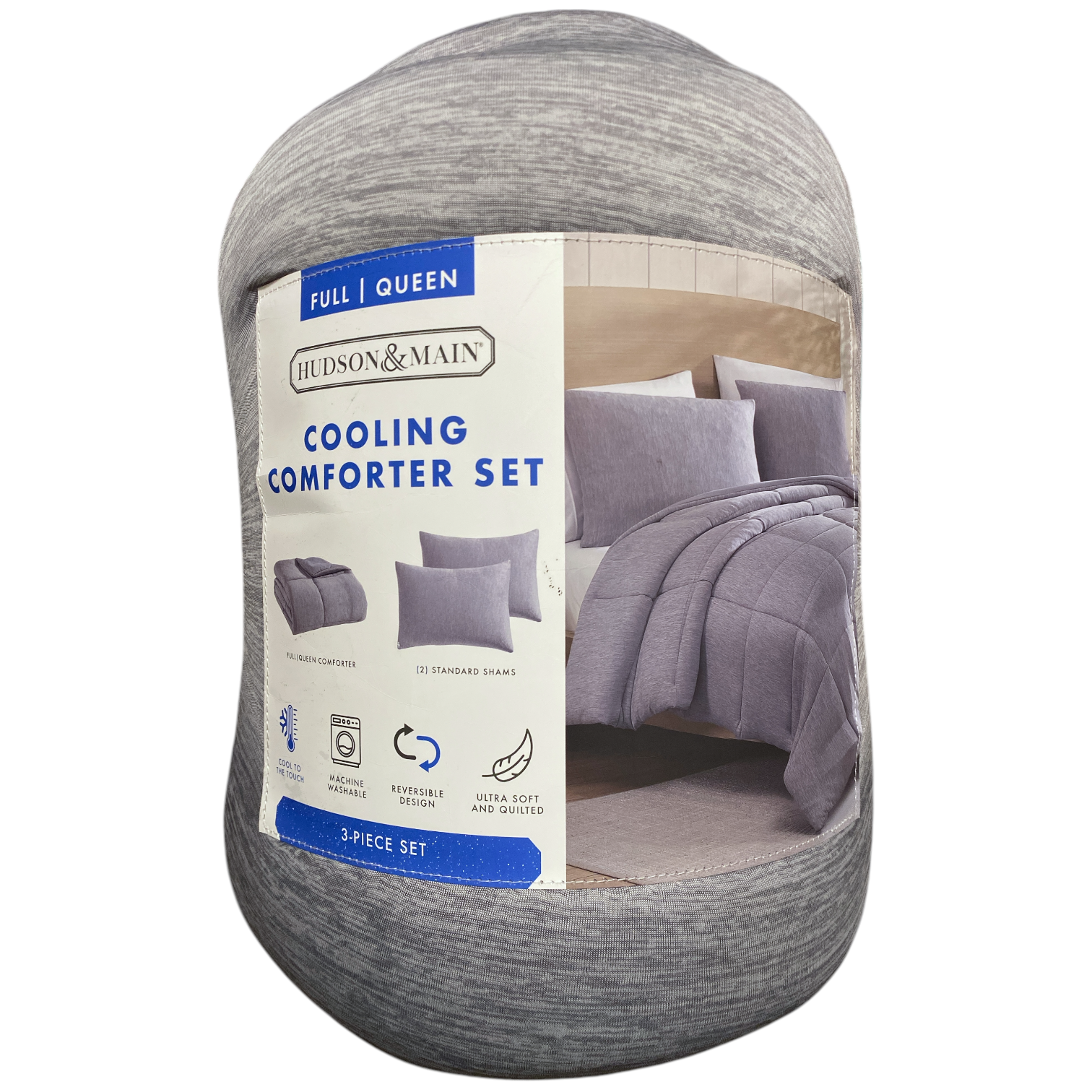 Hudson & Main 3-Piece Cooling Reversible Comforter Set, Full