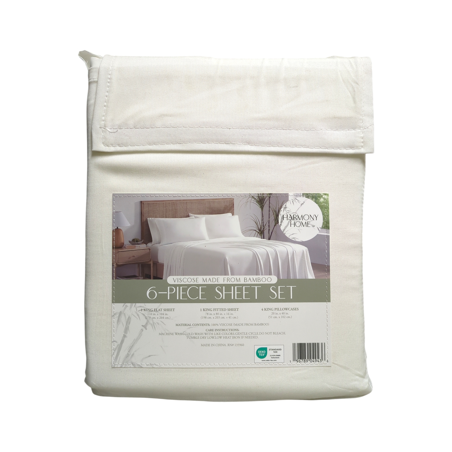 Harmony Home 6-Piece Sheet Set, Viscoise Made from Bamboo, King