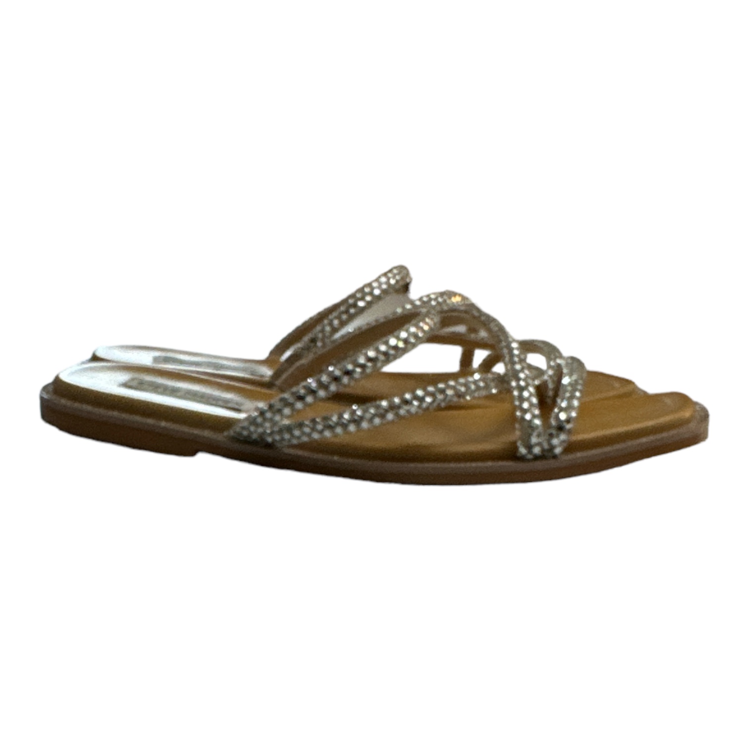 Steve Madden Women’s SPICE Bling Square Open Toe Easy Slide-On Sandal