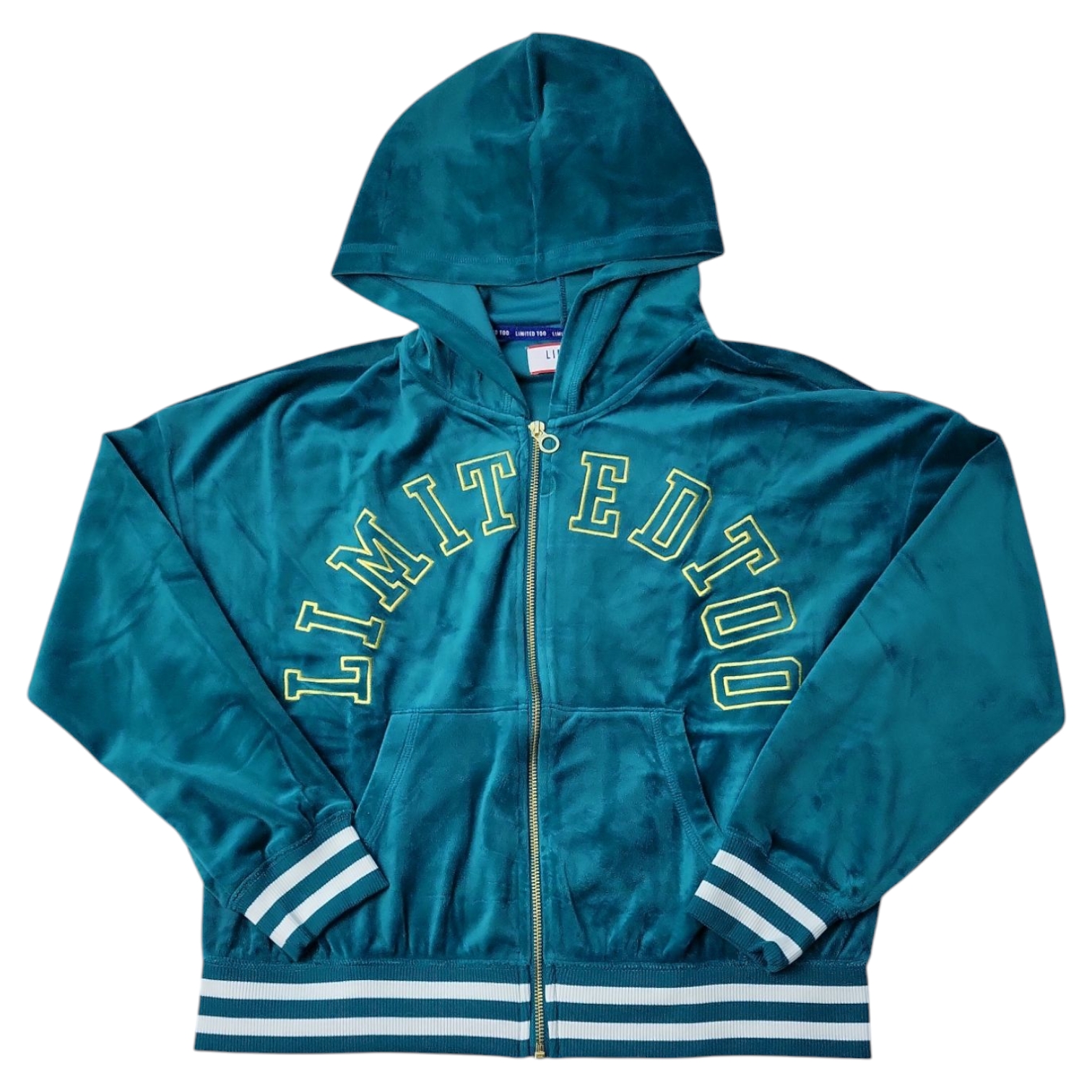 Limited Too Girls Full Zip Kangaroo Pocket Velour Jacket - Picture 7 of 8