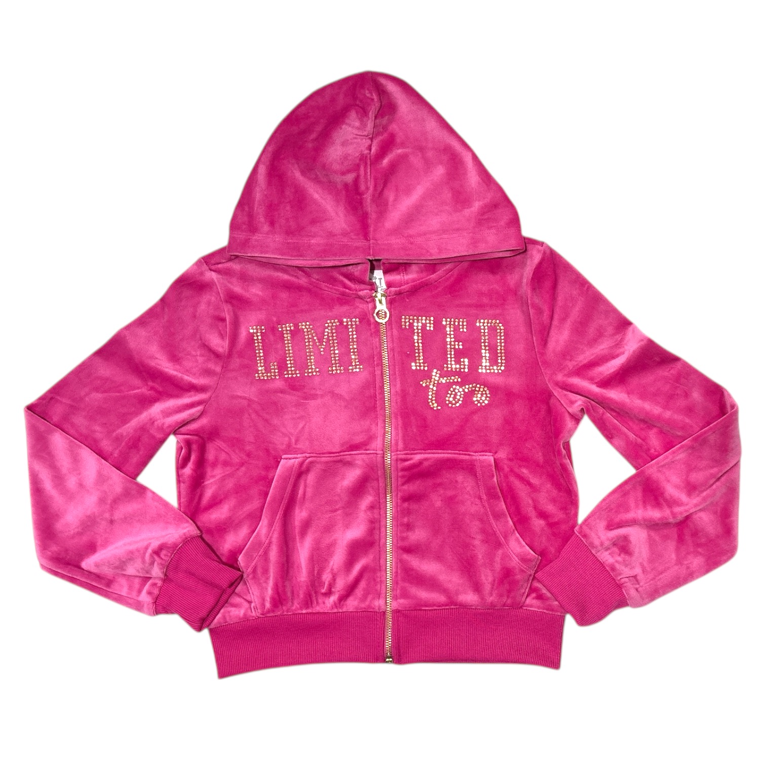Limited Too Girls Full Zip Soft Lightweight Velour Hoodie Jacket w/ Pockets