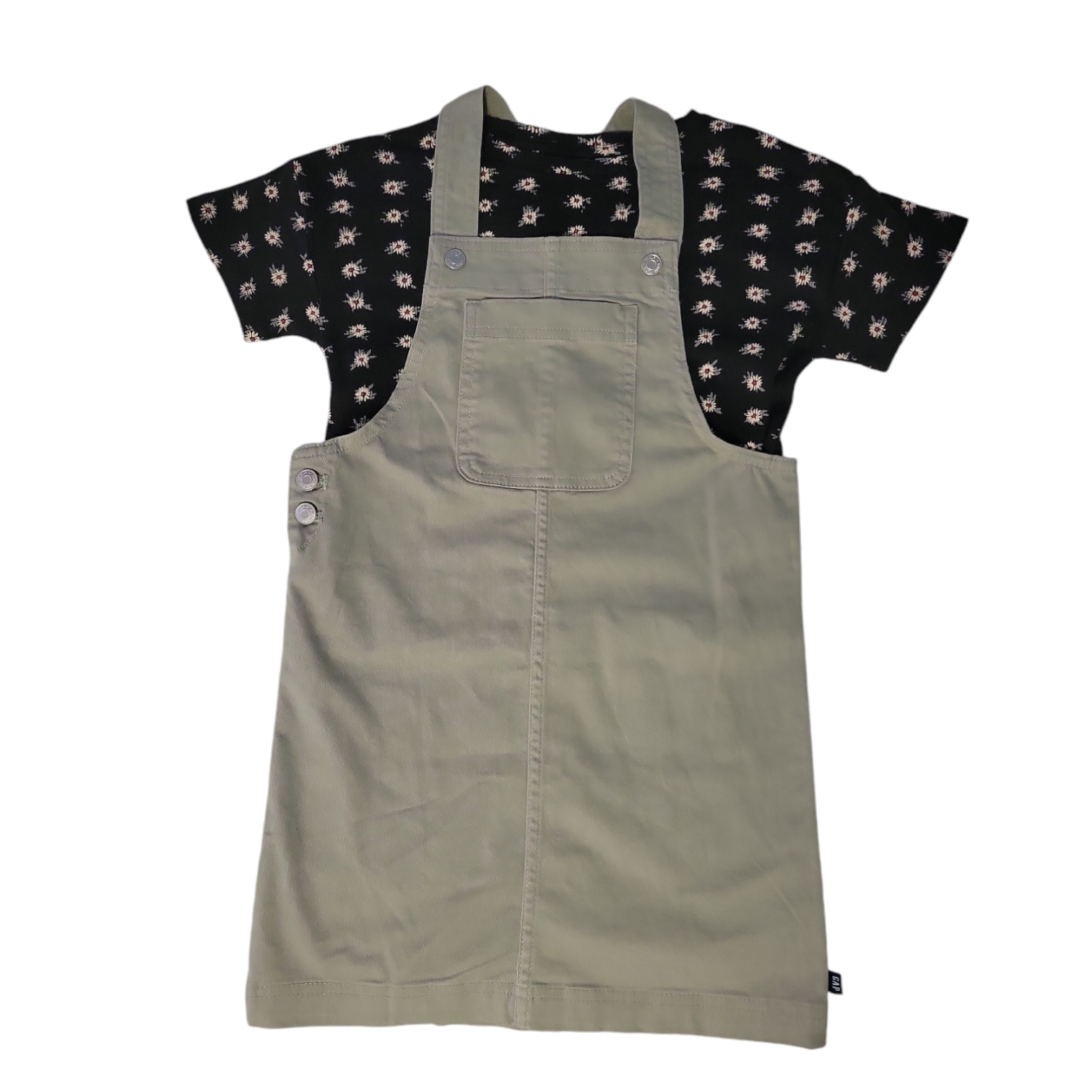 Gap Kids Skirtall 2 Piece Chest Pocket Adjustable Straps Dress & Tee Set - Picture 3 of 4