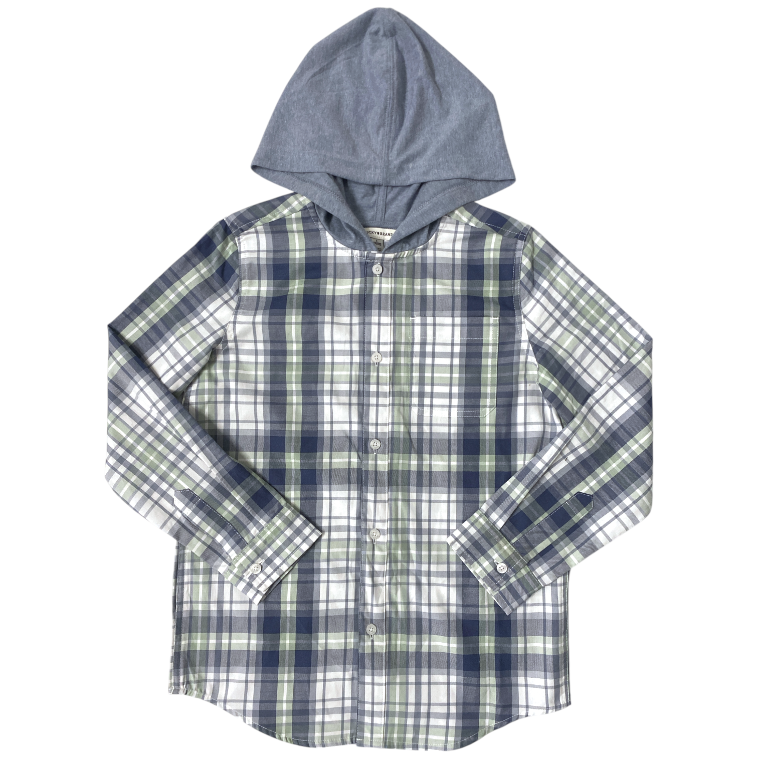 Lucky Brand Boys Hooded Long Sleeve Button Down Woven Shirt - Picture 4 of 7