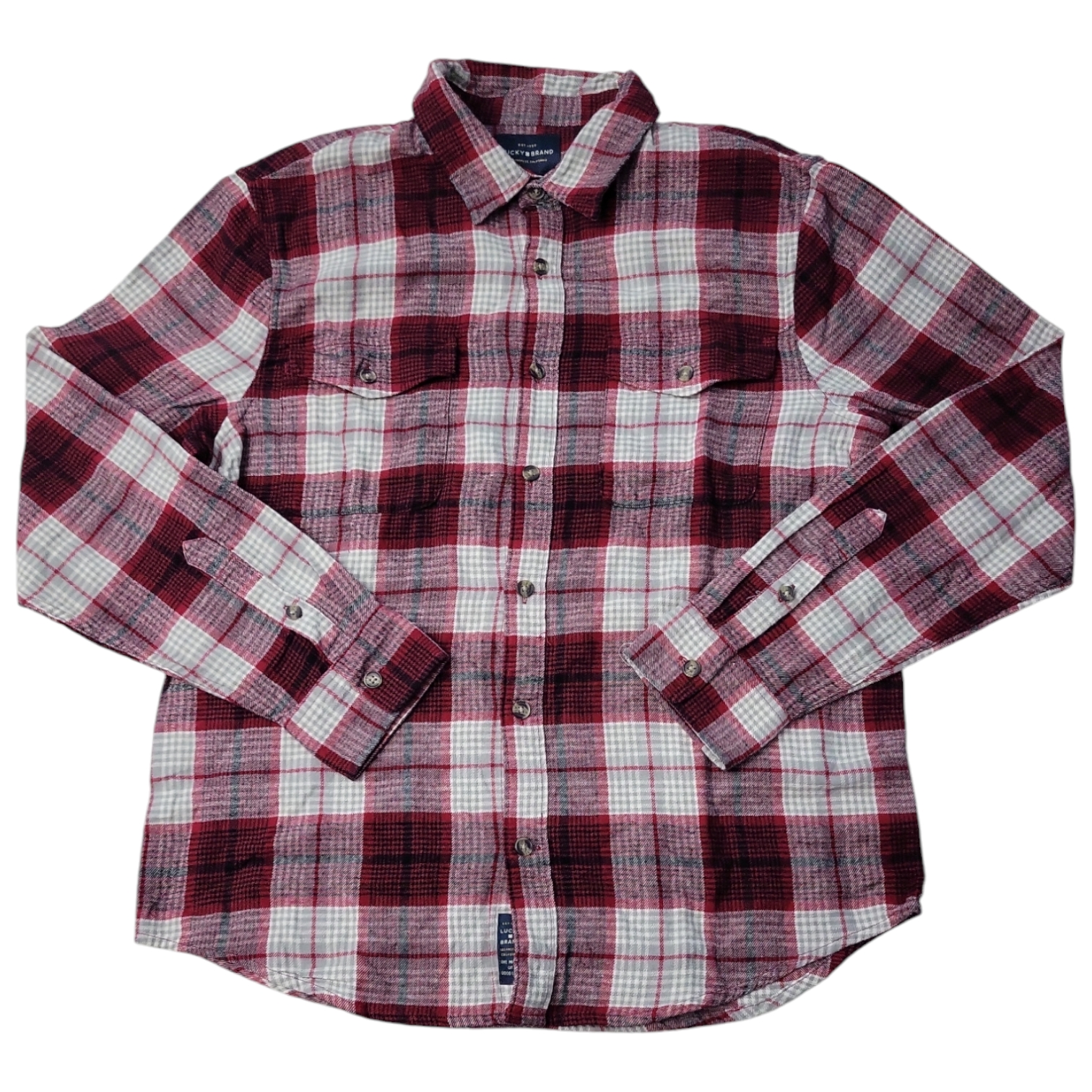 Lucky Brand Men's Long Sleeve Spread Collar Soft Flannel - Picture 9 of 10