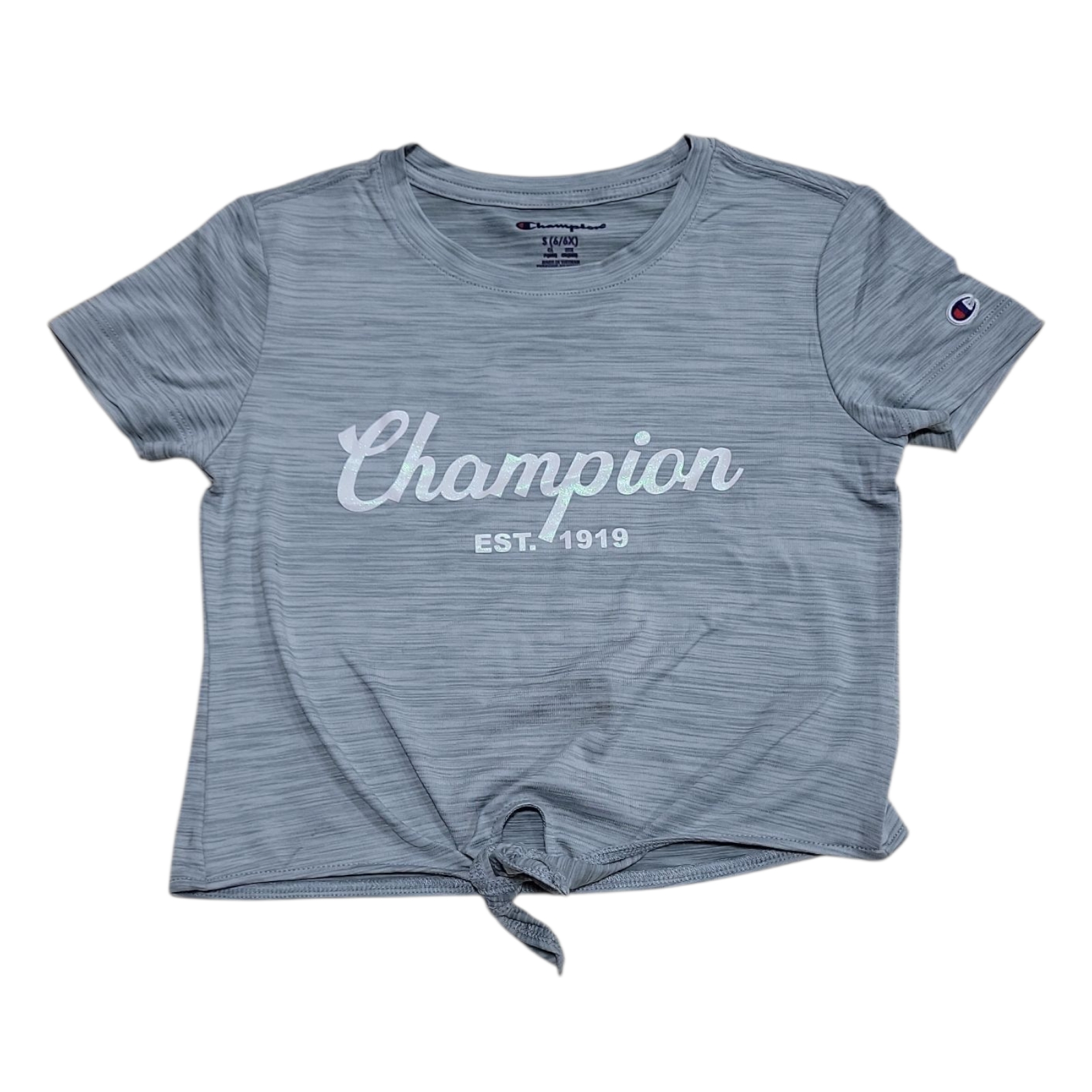 Champion Girls Soft Graphic Print Active Tie Cropped Top - Picture 3 of 6
