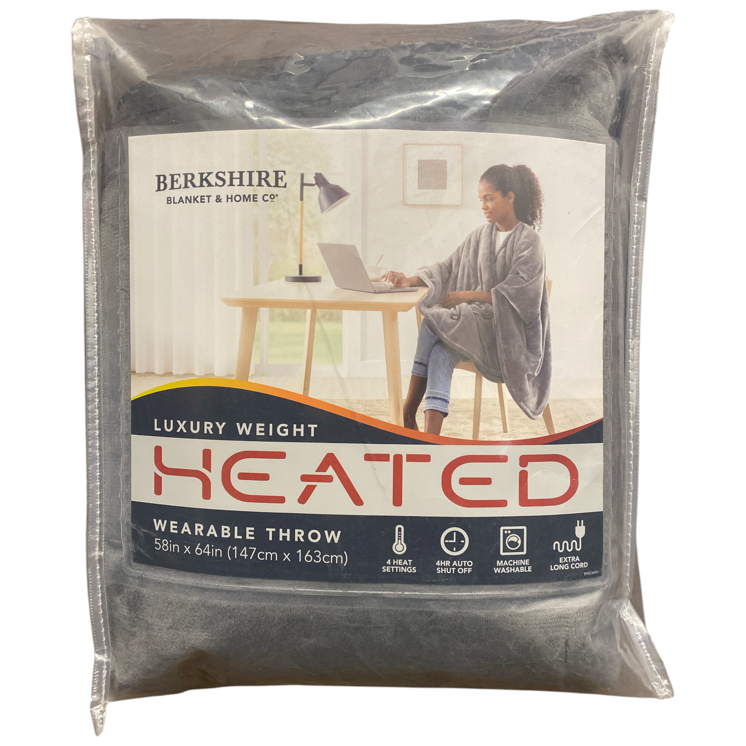 Накидка из бархатистого плюша Berkshire с подогревом и удлиненным шнуром, 58x64