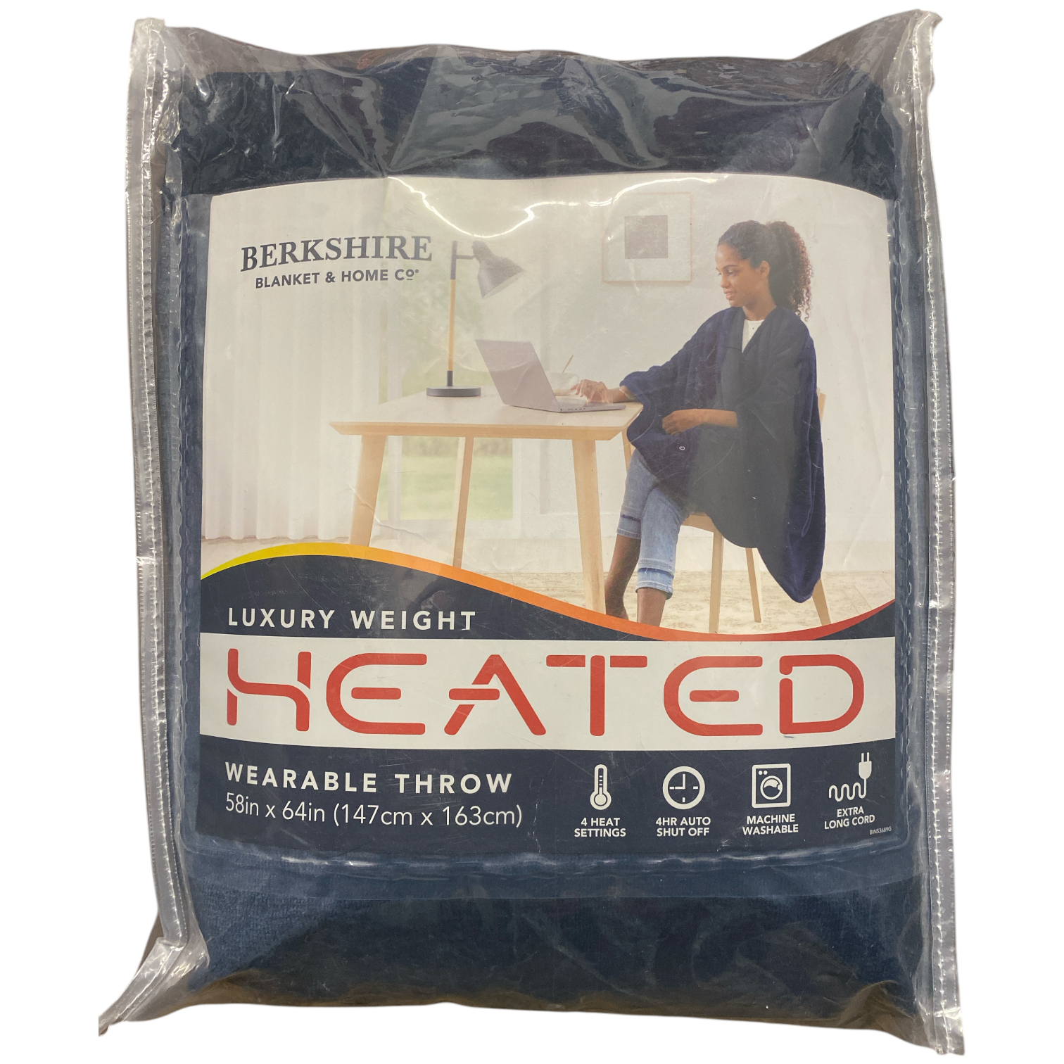 Накидка из бархатистого плюша Berkshire с подогревом и удлиненным шнуром, 58x64