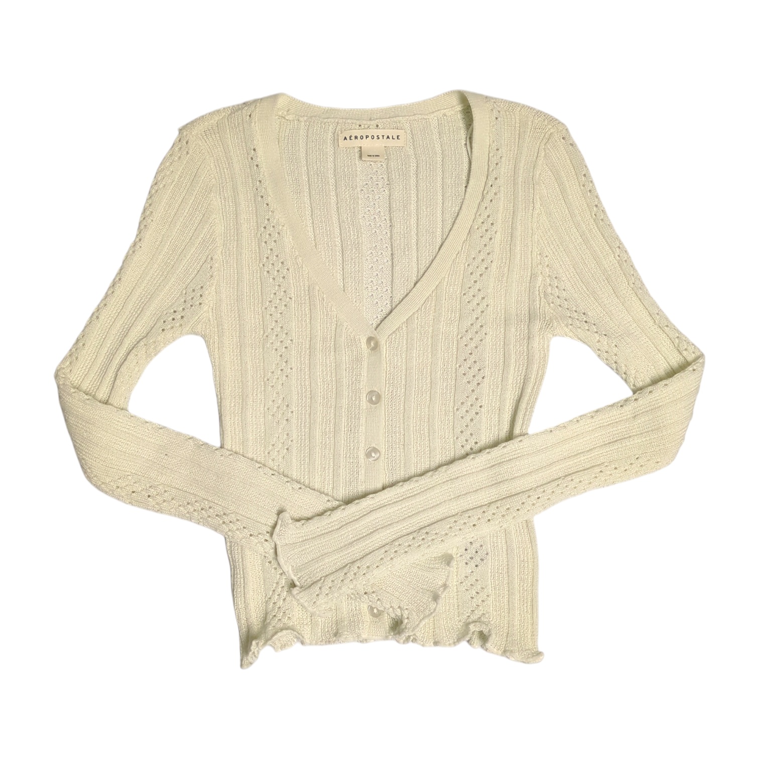 Aeropostale Women&rsquo;s Lightweight Slim Fit V-Neck Cropped Button-Up Cardigan