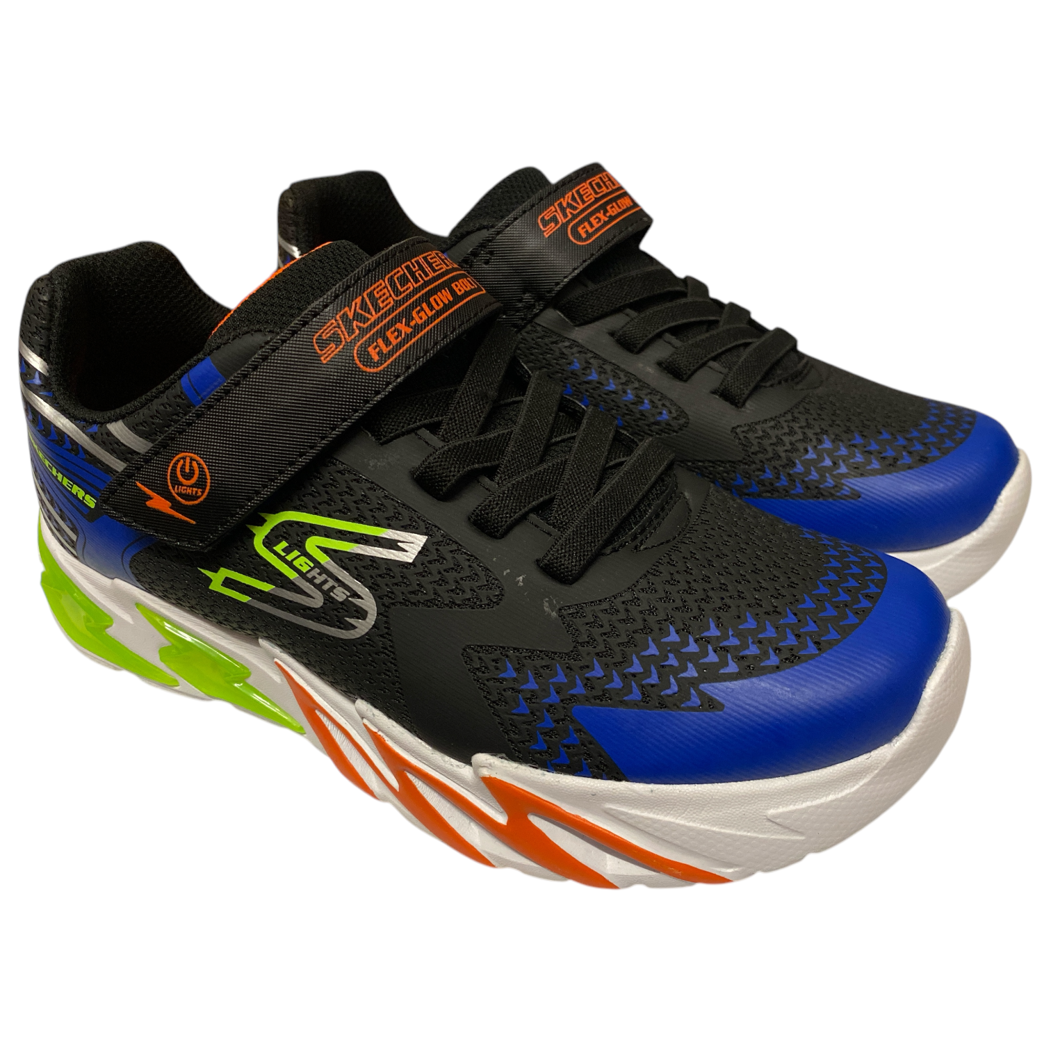 Skechers Boys Flex-Glow Bolt Light-Up Stretch Laced Sneaker