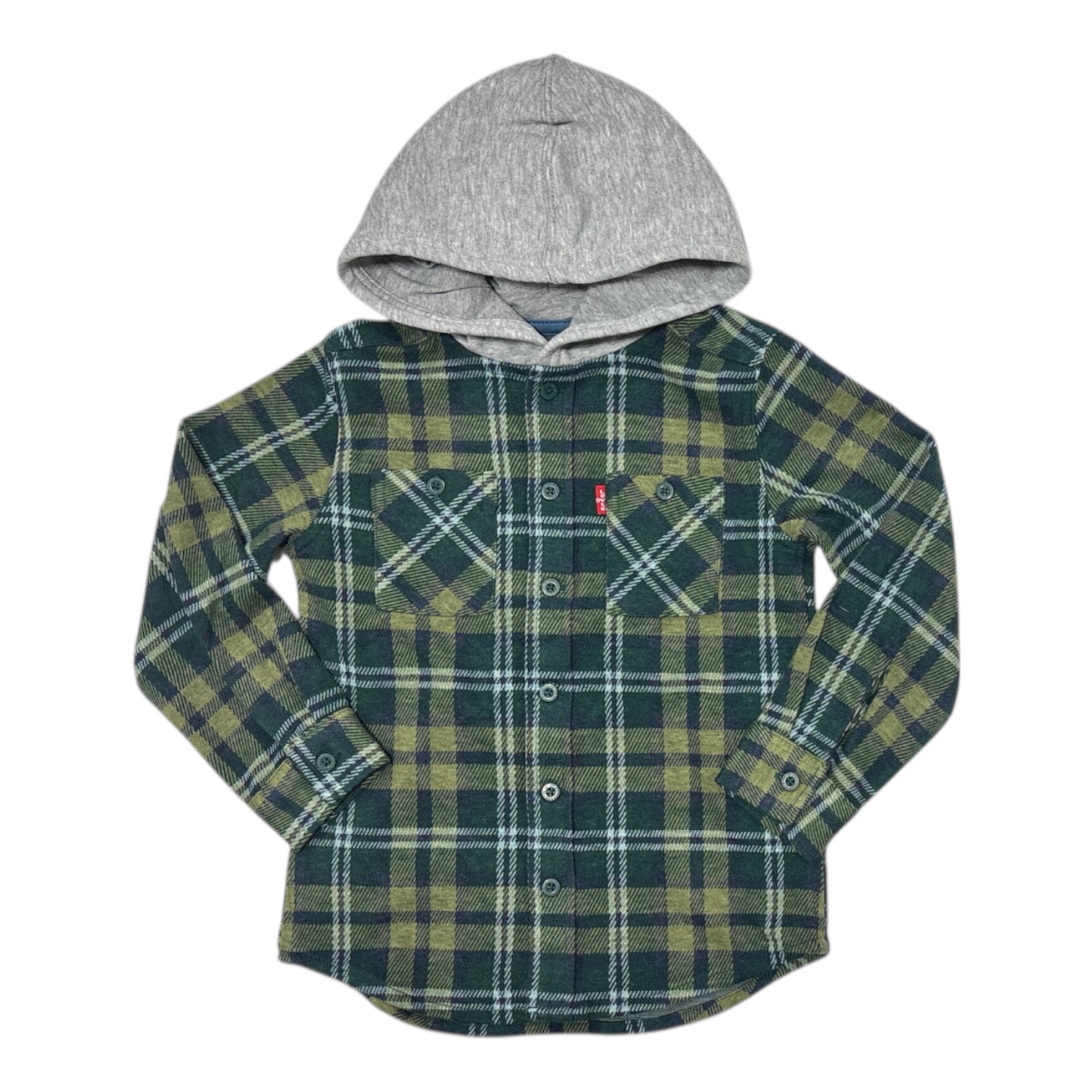 Levi’s Boys Warm Regular Fit Button Up Flannel Hooded Overshirt
