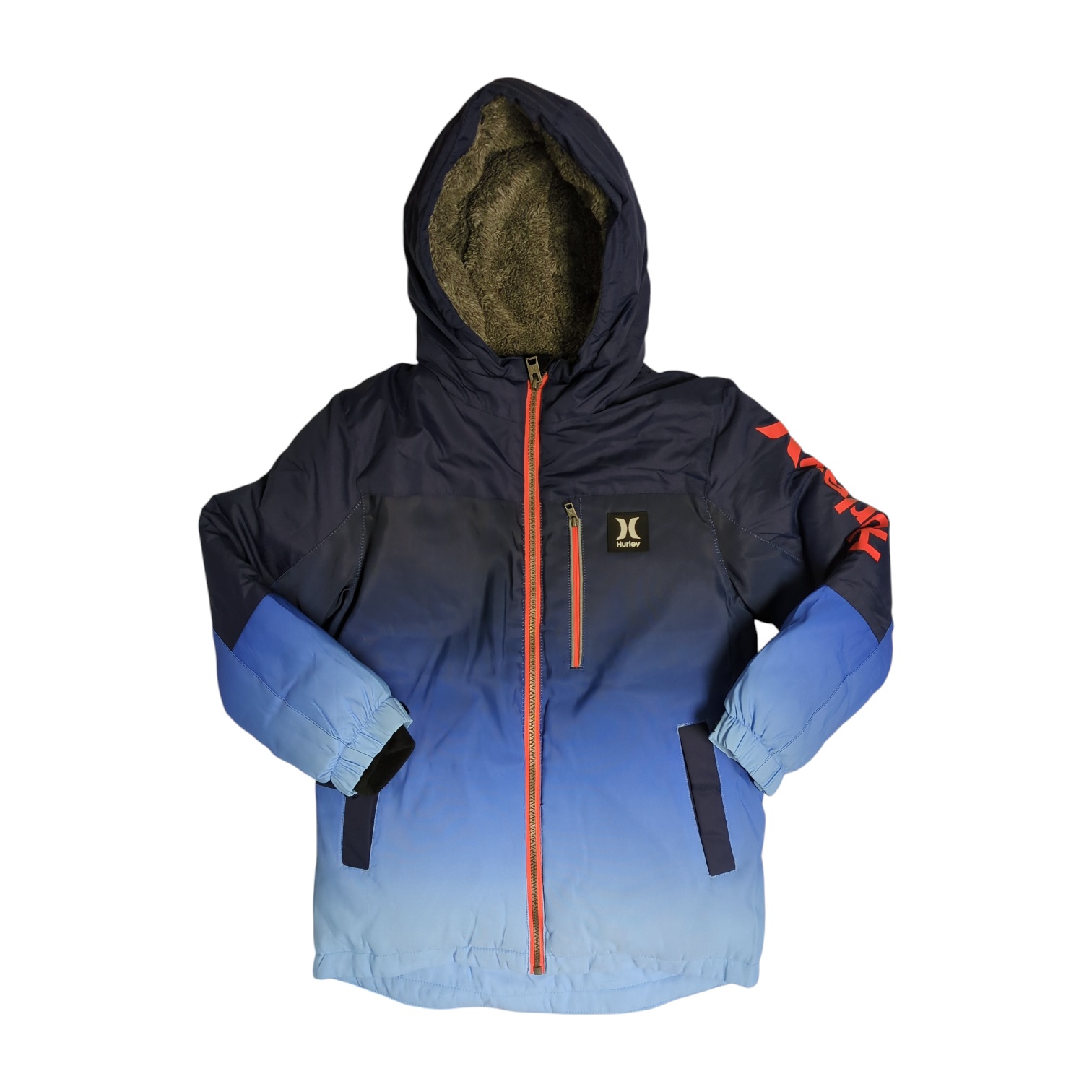 Hurley Boys Sherpa Lined Water-Resistant Snow Jacket with Po
