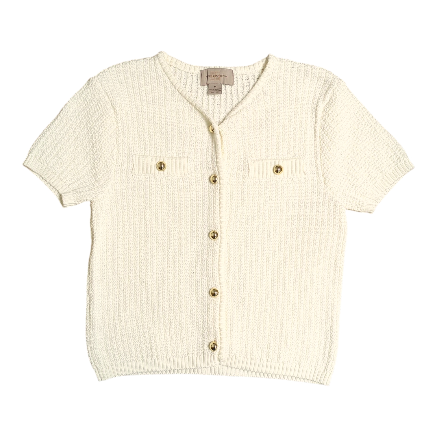French Connection Women’s Short Sleeve Textured Knitted Cardigan Sweater