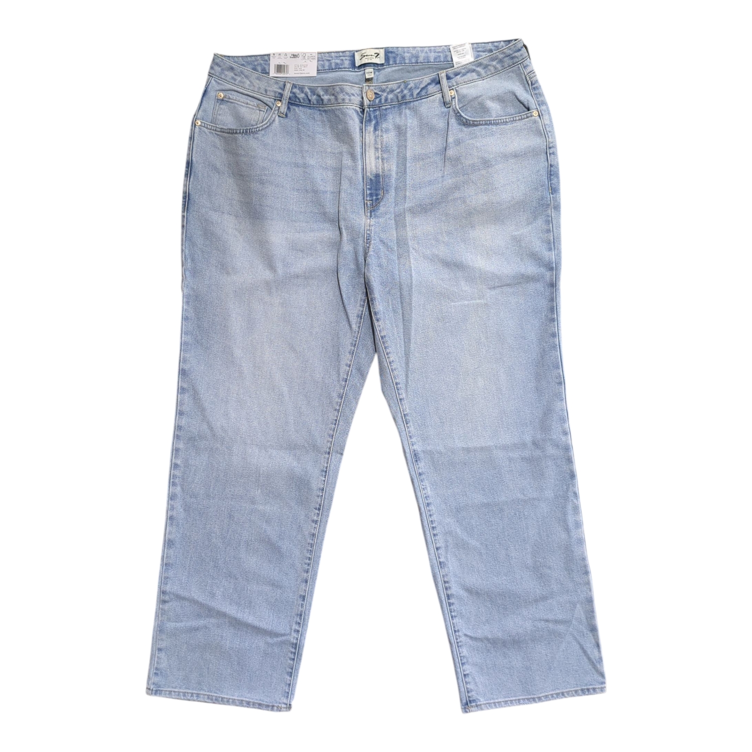Seven7 Women's Plus High Rise Fitted Waist Loose Fit 5 Pocket Straight Jean