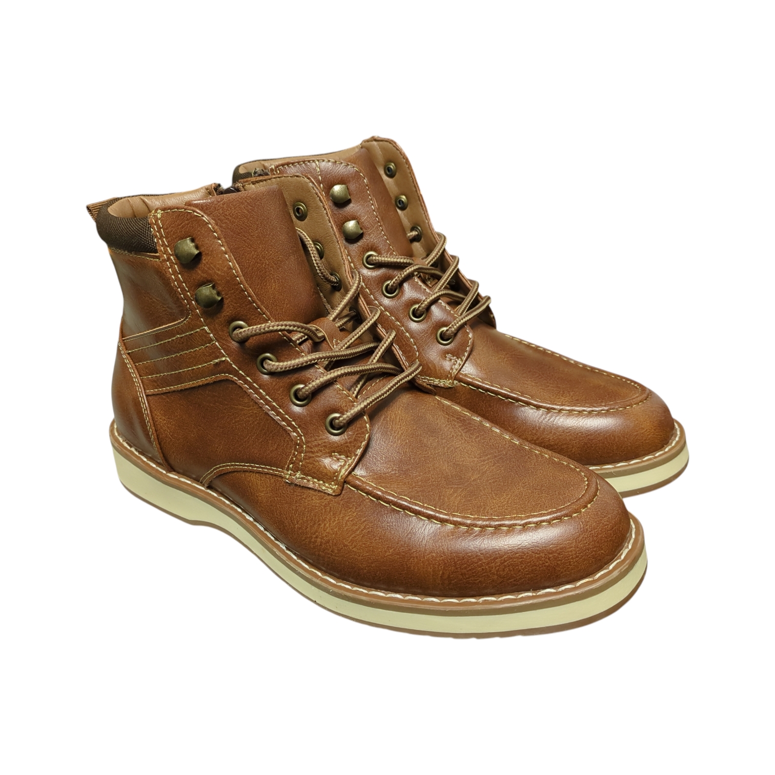 's Light Weight Faux Leather Casual Lace-up Boot