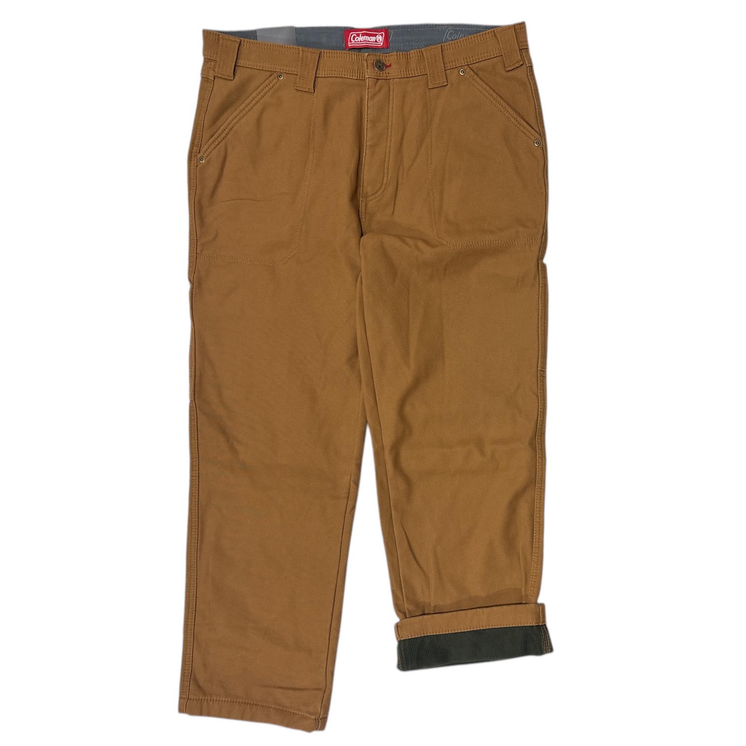 Coleman Men's Carpenter Fleece Lined Pants 38W X 32L Color Toffee