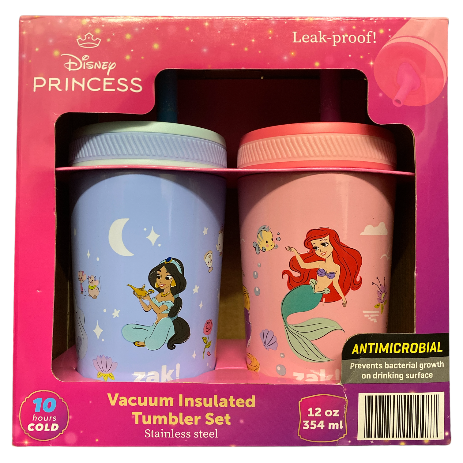 Zak Disney Princess Vacuum Insulated Tumbler Set - 12 oz - Leak