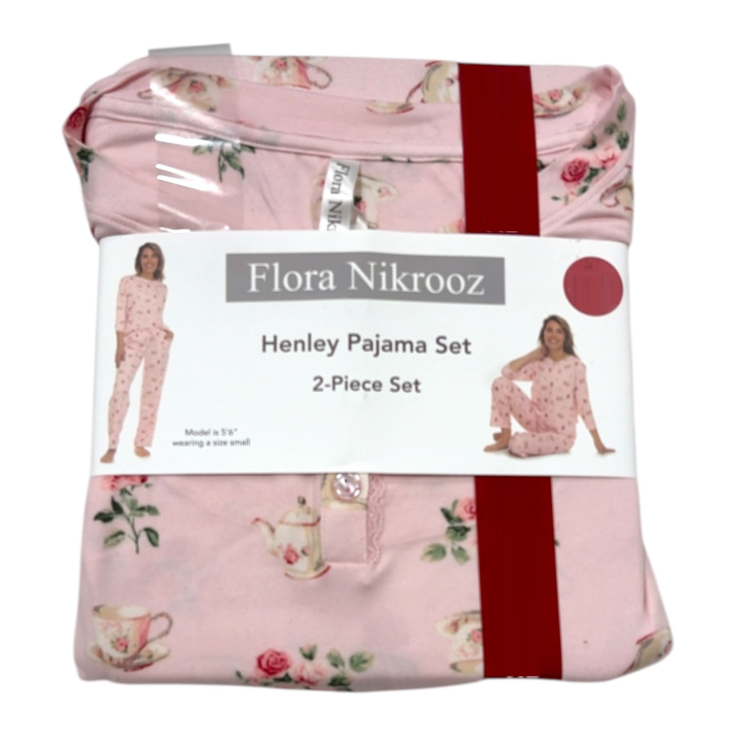 Flora Nikrooz Relaxed Fit 3/4 Sleeve Henley Pajama Set, 2 Piece