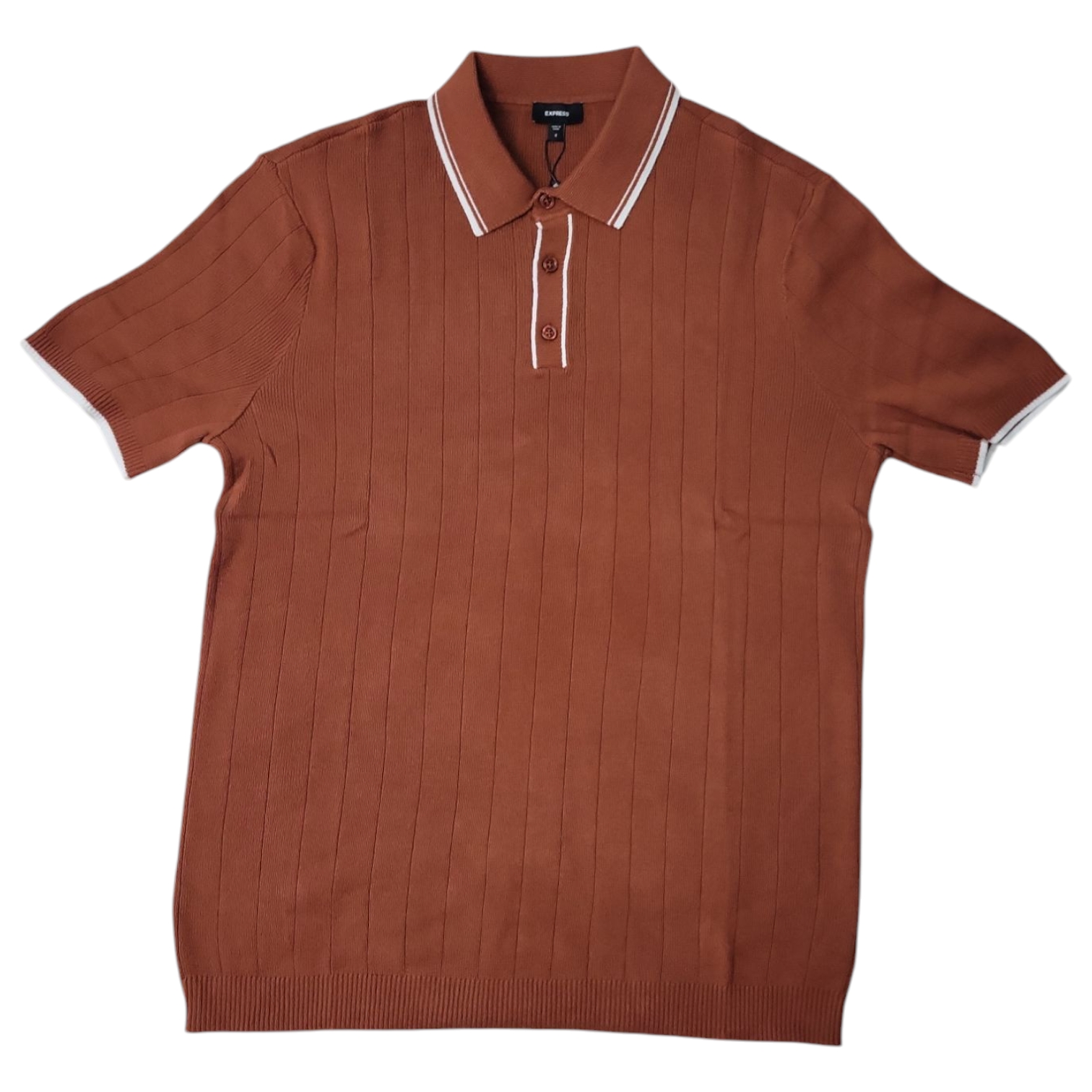 Express Men's Short Sleeve 3 Buttons Collared Sweater Polo - Picture 8 of 9