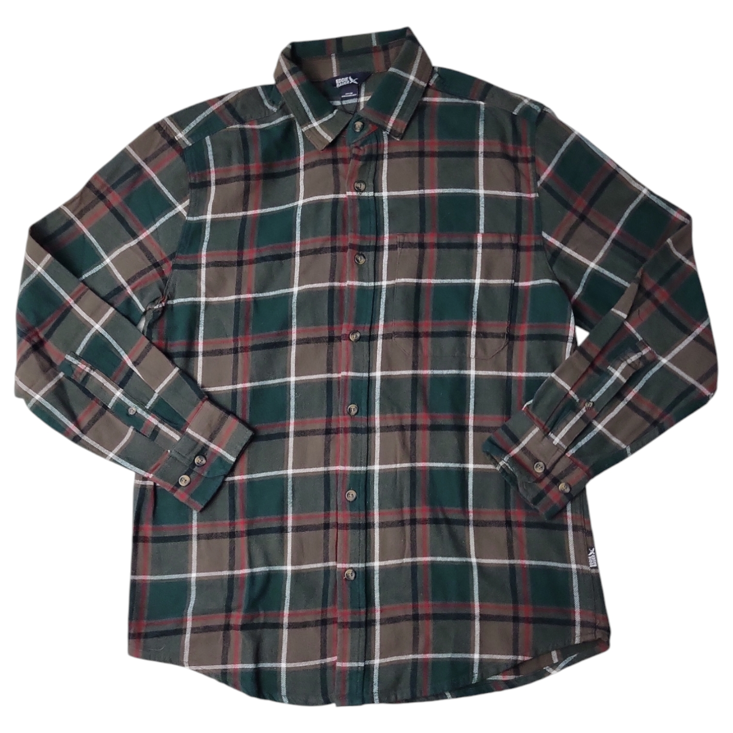 Eddie Bauer Men's 100% Cotton Easy Care Warm Brushed Twill Flannel Shirt - Picture 6 of 11