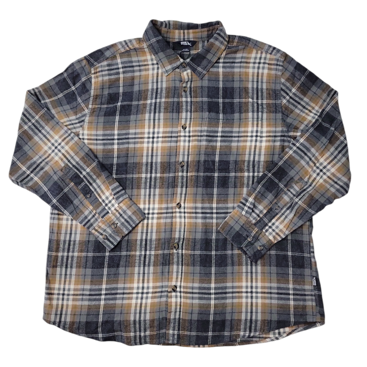 Eddie Bauer Men's 100% Cotton Easy Care Warm Brushed Twill Flannel Shirt - Picture 10 of 11